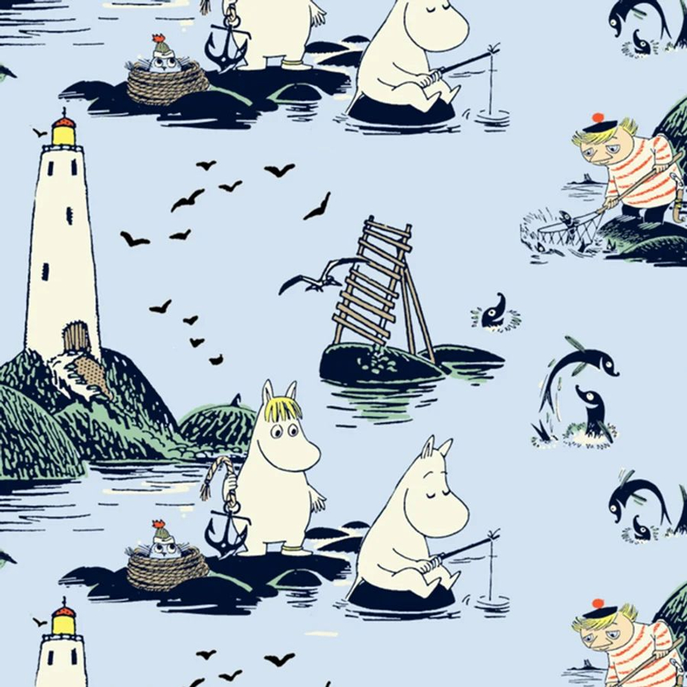 Салфетки бумажные Moomin, Море, голубого цвета 33х33 см, 20 салфеток (из Финляндии)