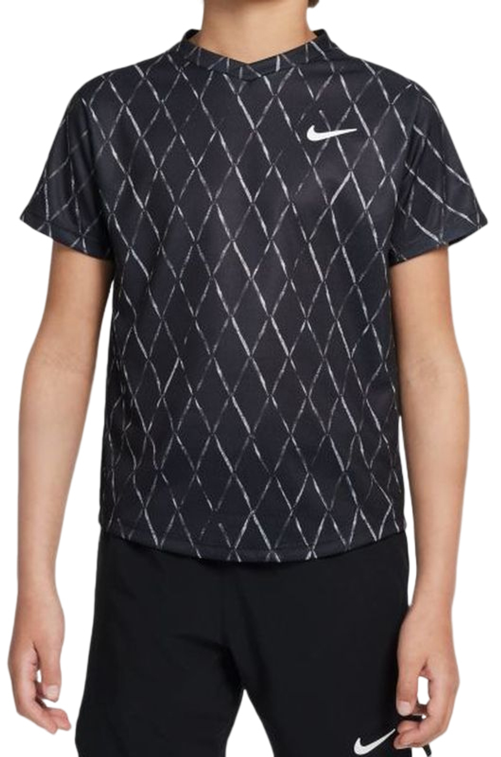 Футболка для мальчика теннисная Nike Court Dri-Fit Victory SS Top Printed - черный