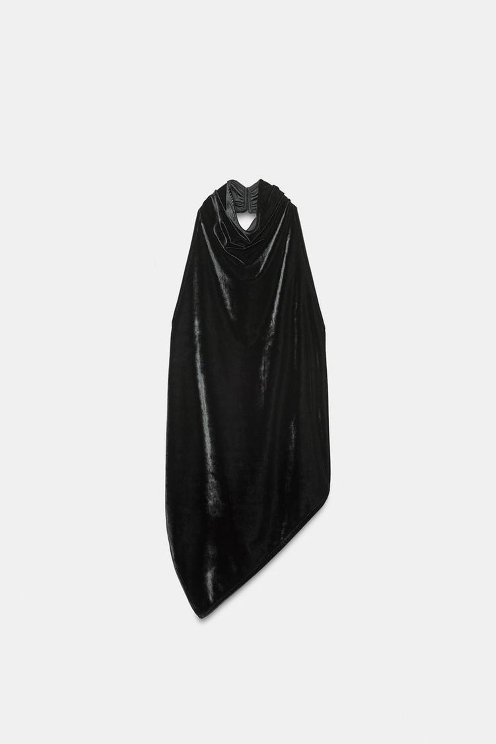 ZARA БАРХАТНЫЙ ТОП ХАЛТЕР, ЧЕРНЫЙ