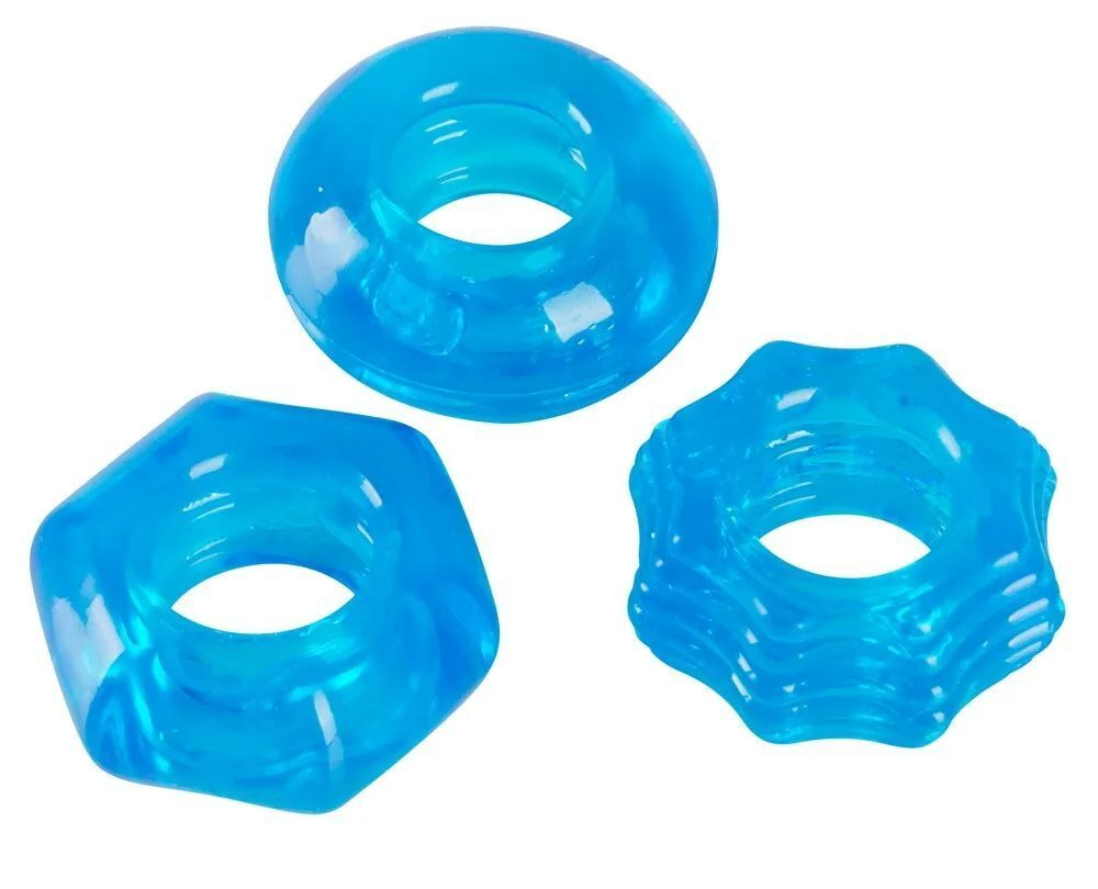Набор из 3 голубых эрекционных колец Stretchy Cock Ring (Цвет: голубой)