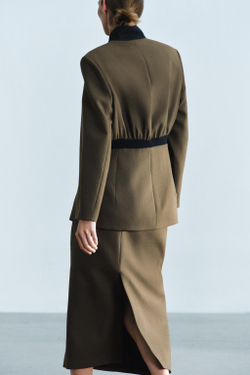 ZARA ПРИТАЛЕННАЯ КУРТКА ИЗ 100% ШЕРСТИ — ZW COLLECTION, ПЫЛЬНЫЙ ХАКИ