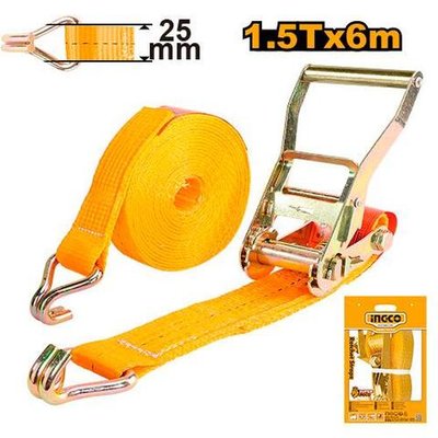 Ремень крепления груза с храповиком 1,5т, 6м, 25мм SUPER INGCO HRSP262