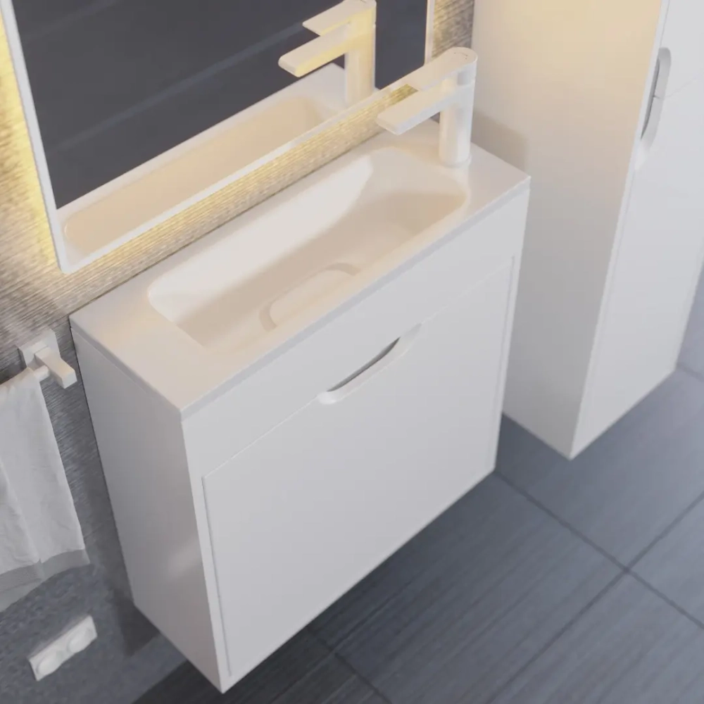 Тумба с раковиной для ванной Uperwood Modul 60 см, подвесная, матовая, белая