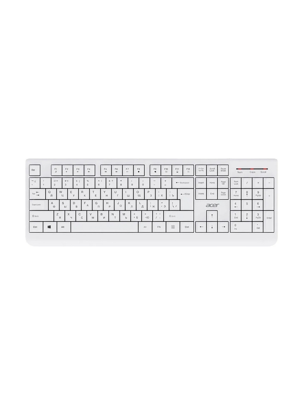 Acer OCC401 [ZL.ACCCC.017] Комплект (клавиатура + мышь) white (USB, 1600dpi, multimedia)беспроводной
