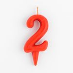 Свеча для торта цифра "Овал" "2", красная, 5,5 см