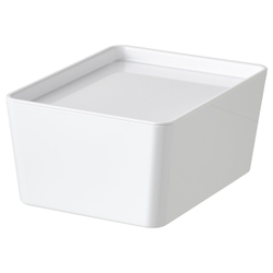 IKEA KUGGIS  (ИКЕА КУГГИС)  -  Контейнер с крышкой - белый 13x18x8 см