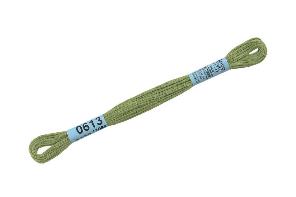 Мулине Gamma 100% хлопок, цв.0613 св-оливковый, 24 мотка по 8 метров