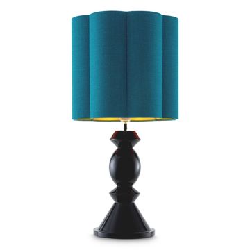 Eichholtz Table Lamp Dionne, Piano Black Finish / Turquoise Shade