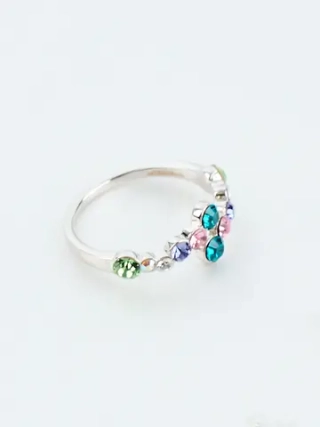 Кольцо Млечный путь с разноцветными кристаллами Swarovski