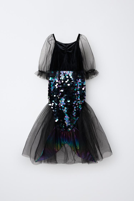 ZARA КОСТЮМ РУСАЛКИ С ПАЙЕТКАМИ, ЧЕРНЫЙ