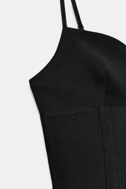 ZARA КОМБИНИРОВАННОЕ ПЛАТЬЕ-КОРСЕТ, ЧЕРНЫЙ