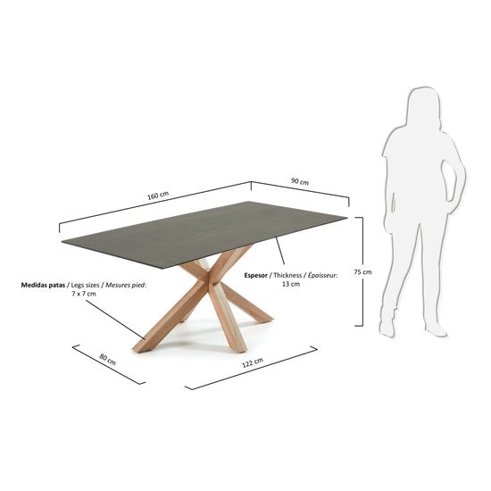 Arya Стол обеденный 160x90 древесный с керамической столешницей Iron Moss