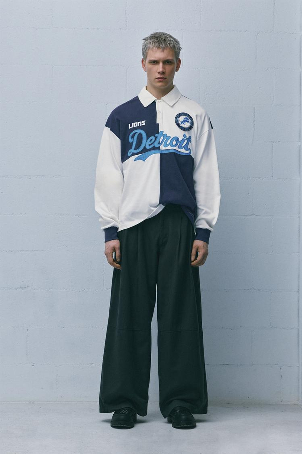 PULL&BEAR Футболка-поло NFL Detroit Lions, белый