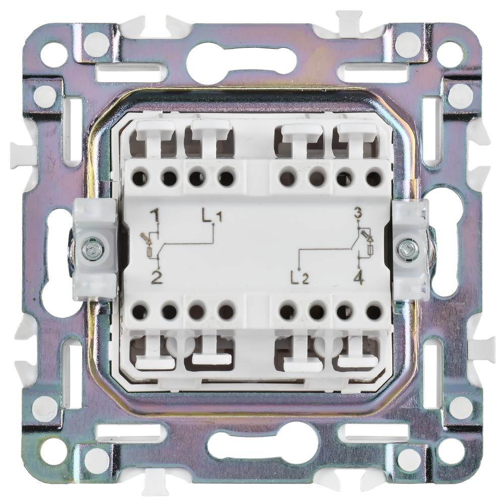 SKANDY Выключатель 2-клавишный с индикацией для отелей 10А SK-V16Bl черный IEK