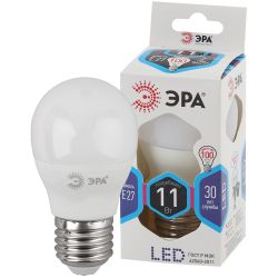 Лампа светодиодная ЭРА STD LED P45-11W-840-E27 11Вт шар нейтральный белый свет Е27 | Лампы cветодиодные Шар (G/P)
