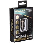 Зарядное устройство WALKER WH-61 GaN, 3А, 30Вт, USBx1/Type-Cx1, быстрая зарядка QC 3.0+PD черный