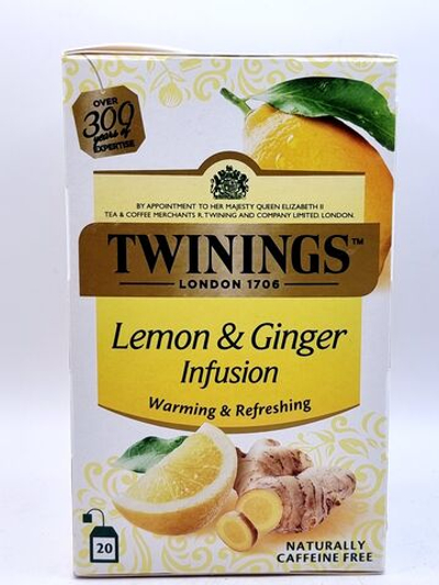 Чай травяной Twinings лимонный с имбирем, в упаковке 20 пакетиков по 1,5 г