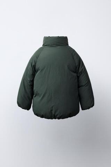 ZARA СТЕГАНАЯ КУРТКА WATER REPELLENT, ТЕМНО-ЗЕЛЕНЫЙ