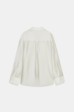 ZARA СТРУЯЩАЯСЯ РУБАШКА ZW COLLECTION, ЖЕЛТОВАТО-БЕЛЫЙ