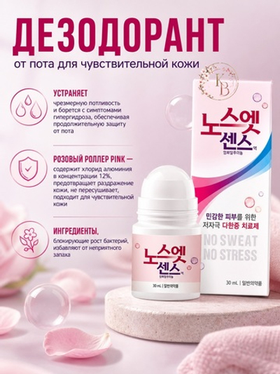 Дезодорант от пота для чувствительной кожи 30 ml No Sweat No Stress Sense Solution Pink
