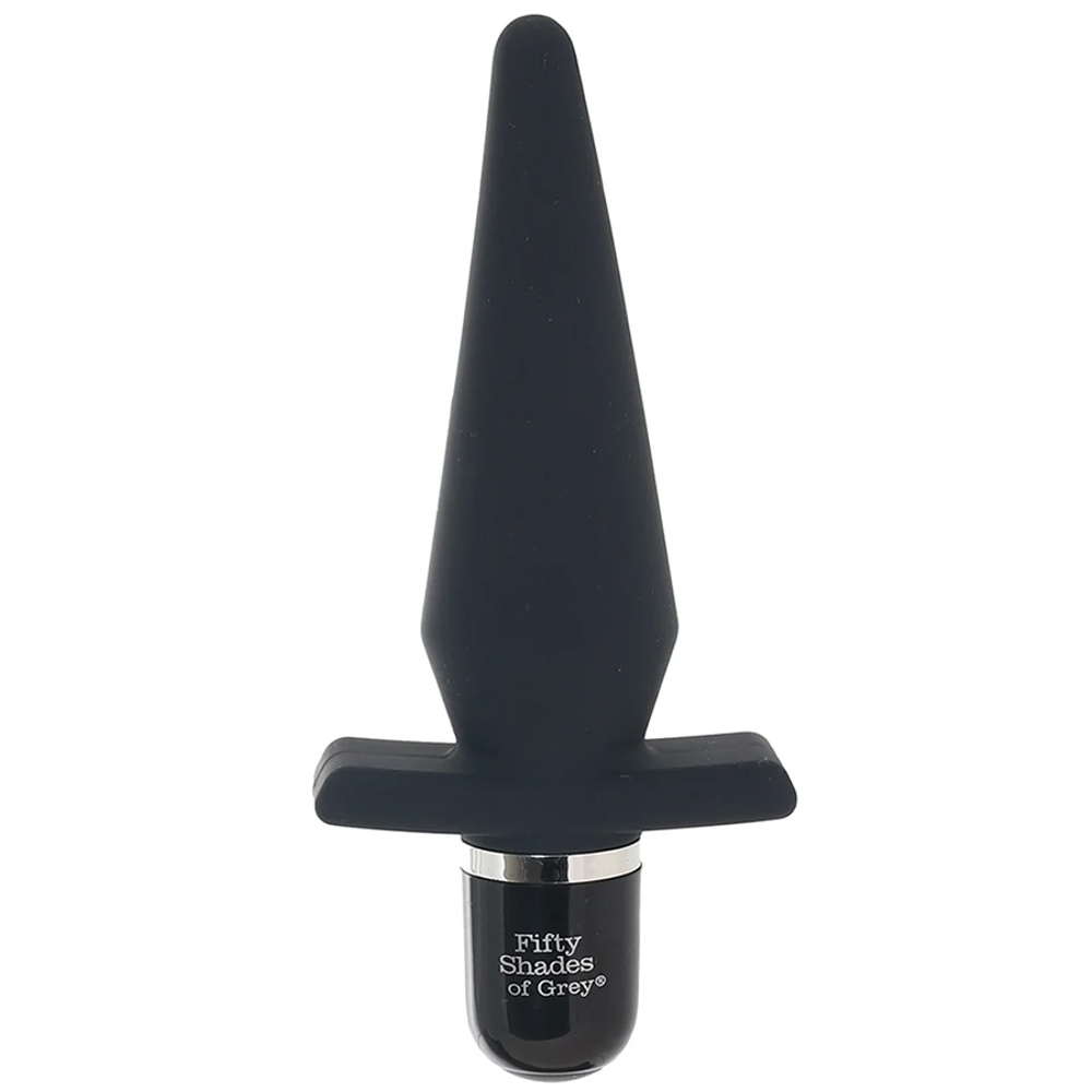 Черная анальная вибровтулка 14см Fifty Shades of Grey Delicious Fullness Vibrating Silicone Butt Plug Black