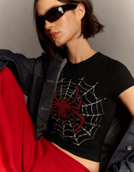 Женская приталенная футболка с принтом SPIDER-MAN - BERSHKA