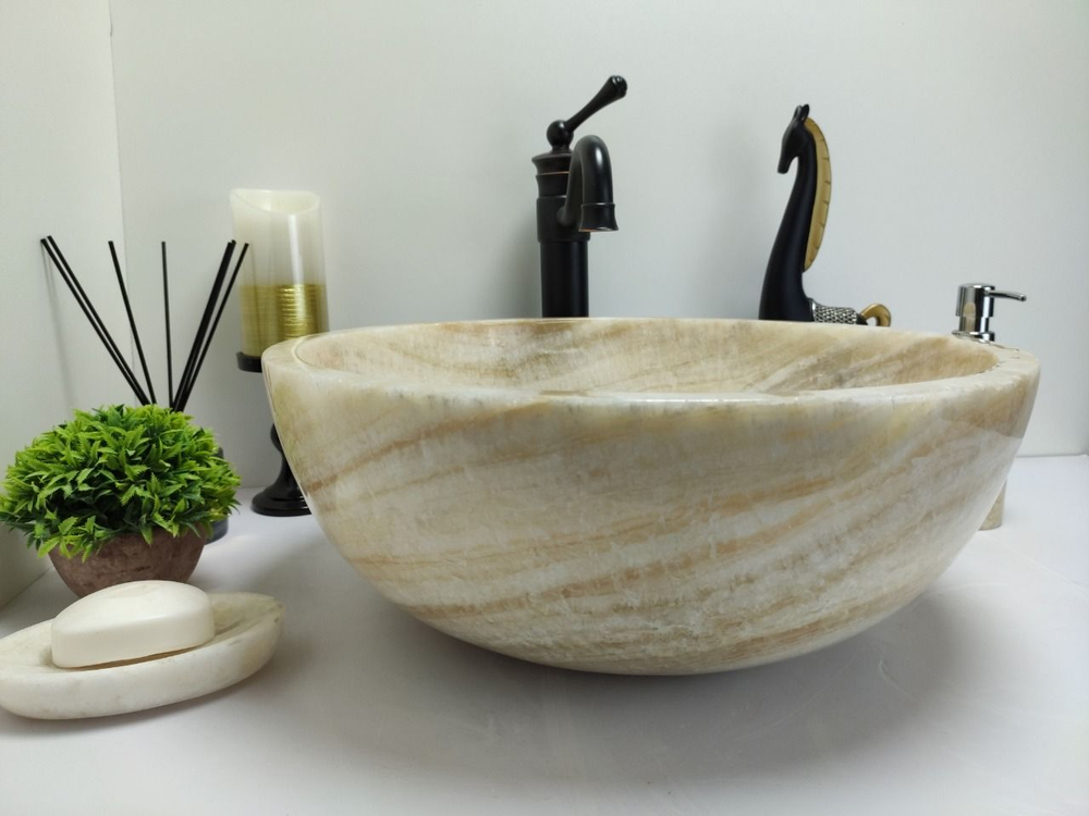 Раковина из оникса Bowl Yellow BO-60505 45x45x17 из натурального камня