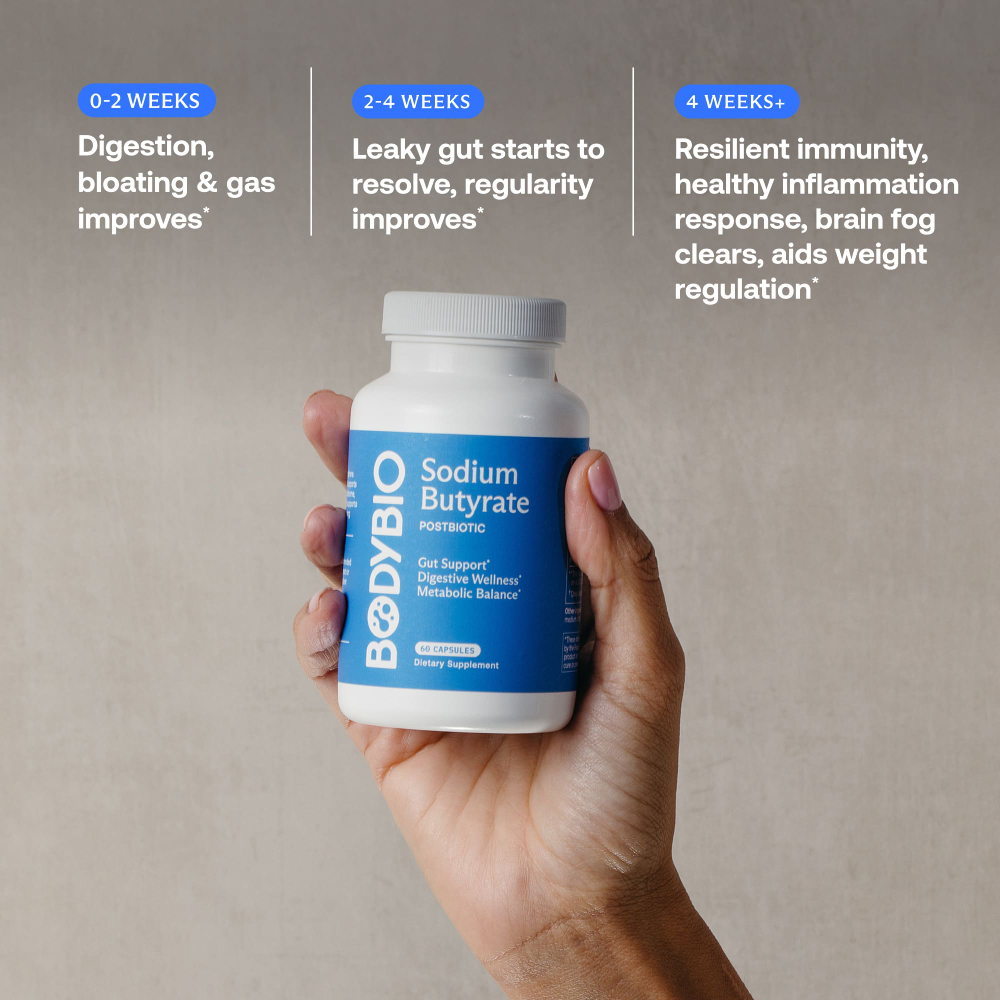 BodyBio, бутират натрия, 100 капсул