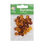 Бусины натуральный камень янтарь 10 мм, 20 г, Астра