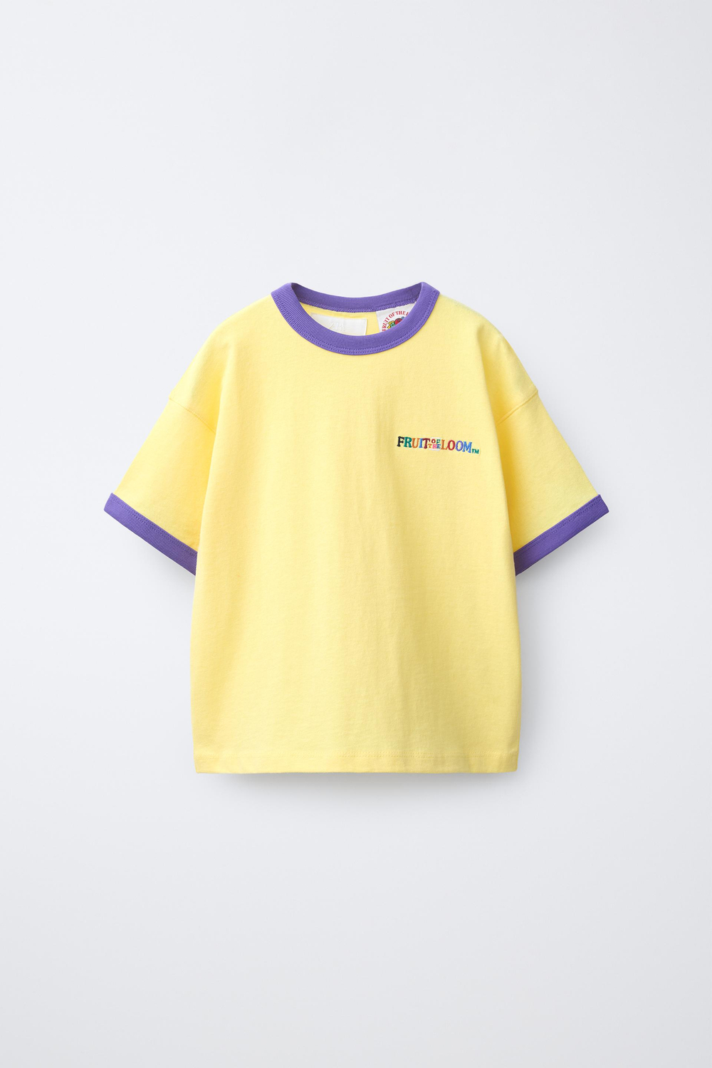 ZARA - FRUIT OF THE LOOM™ , ФУТБОЛКА С ВЫШИВКОЙ, ЖЕЛТЫЙ