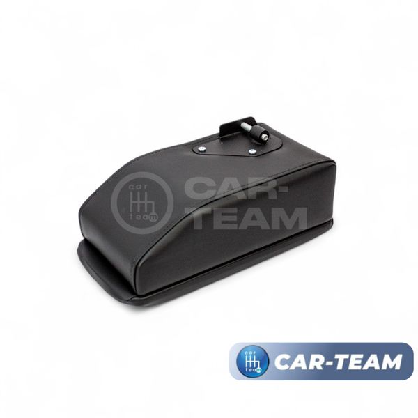 Подлокотник с боксом Renault Logan 2 2014-2022г.в., Sandero 2 2014-2018г.в., Duster 2 с 2015-2021г.в. из экокожи с узором - красный ромбик, (без регулировки сиденья по высоте), "Аламар"
