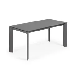 Раздвижной стол Axis 160-220x90 см, черное стекло, черный каркас
