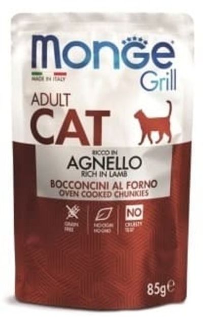 Влажный корм Monge Cat Grill для взрослых кошек из новозеландского ягненка, пауч 85 г