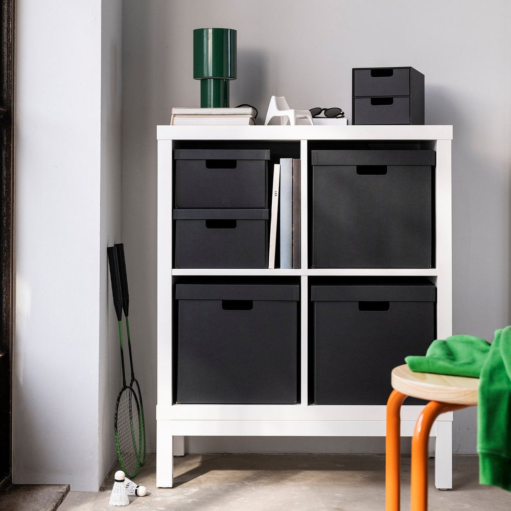 IKEA FJÄDERHARV  (ИКЕА ФЙЭДЕРХАРВ)  -  Контейнер с крышкой - антрацит 32х35х31 см
