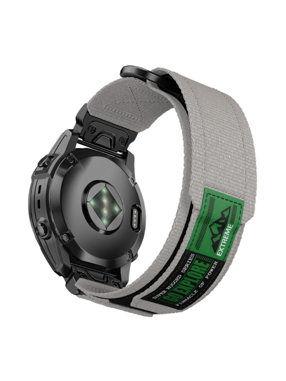 Нейлоновый ремешок 26 мм для Garmin (циферблат 51мм) QuickFit на липучке (Серый металик)