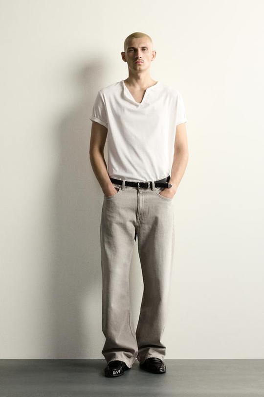 ZARA ДЖИНСЫ LOOSE FIT, СЕРЫЙ