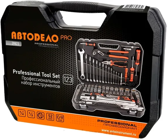 Набор инструмента "АВТОДЕЛО" PRO 123 предмета 1/2"DR 1/4"DR(39823)