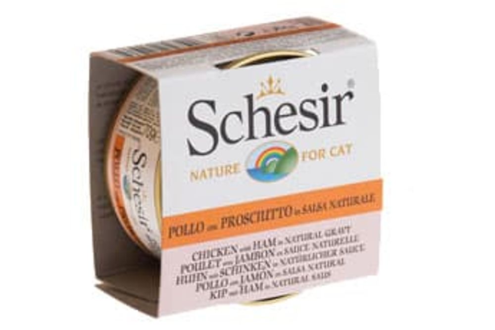 Schesir консервы для кошек 70г, Куриное филе с Ветчиной в Натурал. СОУСЕ Schesir консервы для кошек 70г, Куриное филе с Ветчиной в Натурал. СОУСЕ