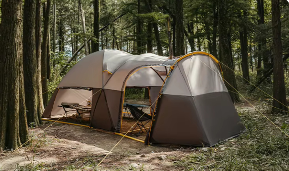 Палатка Naturehike KOTA 6, 6-местная, алюминиевый каркас, серо-коричневая
