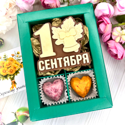 Шоколадный набор "1 сентября": шоколадка и 2 конфеты ручной работы