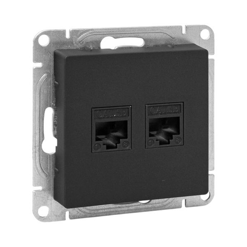 Механизм розетки RJ45 - 2шт, (cat6), чёрный Эпика EKF