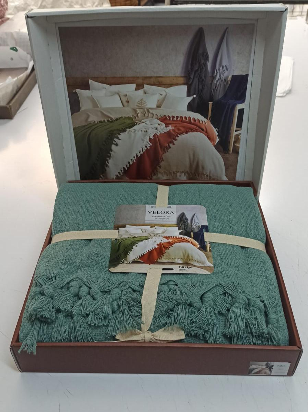 Velora Home Плед LUX Однотонный-2 зеленый цвет 200х230 100% Хлопок
