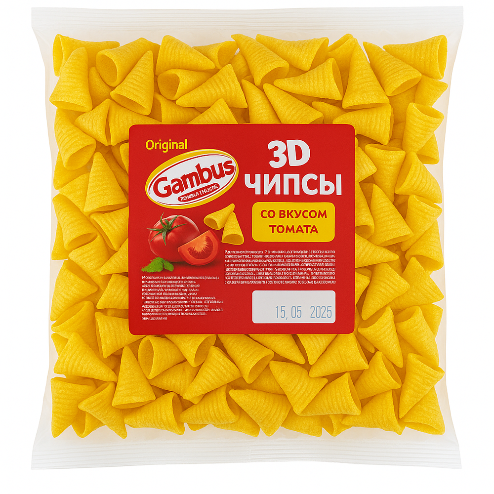 Чипсы 3D со вкусом томата Gambus 160 гр
