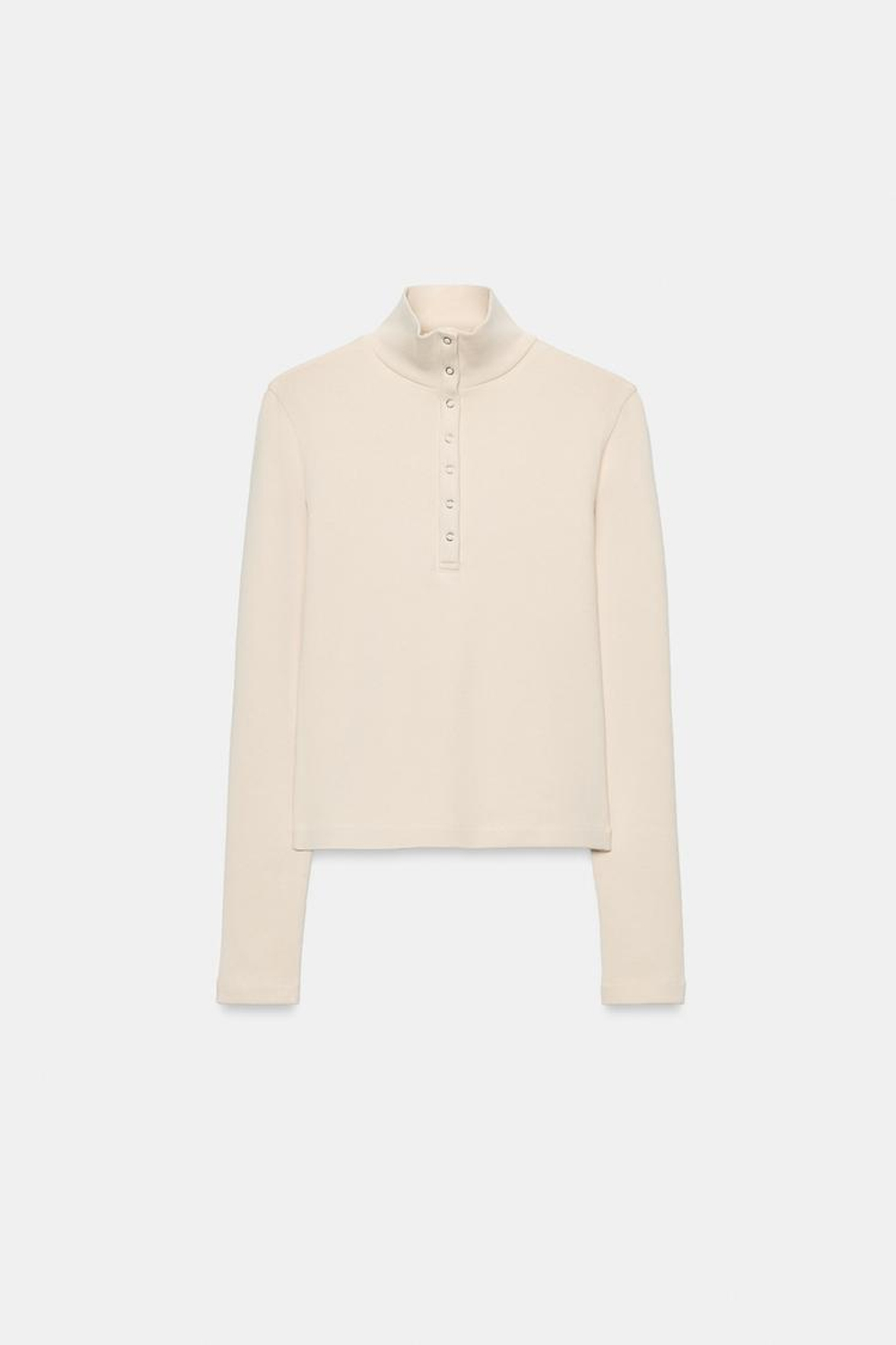 ZARA ТОП С ВОРОТНИКОМ-СТОЙКОЙ И ПУГОВИЦАМИ, ЭКРЮ