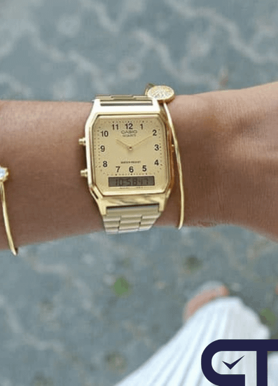 Casio AQ-230GA-9B — мужские наручные часы с аналогово-цифровым дисплеем