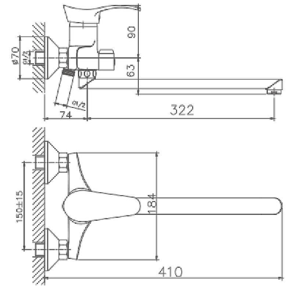Смеситель HAIBA HB2201 ванна встр.европер.(к.40)