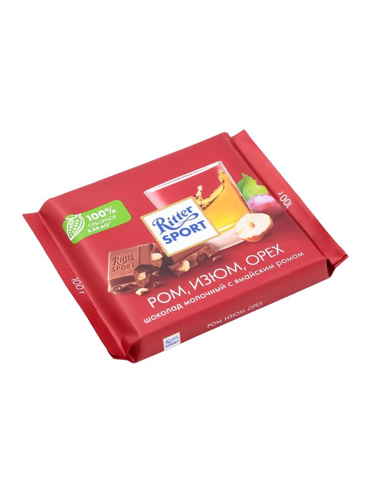 Шоколад молочный Ritter Sport Ром, изюм, орех 100 г