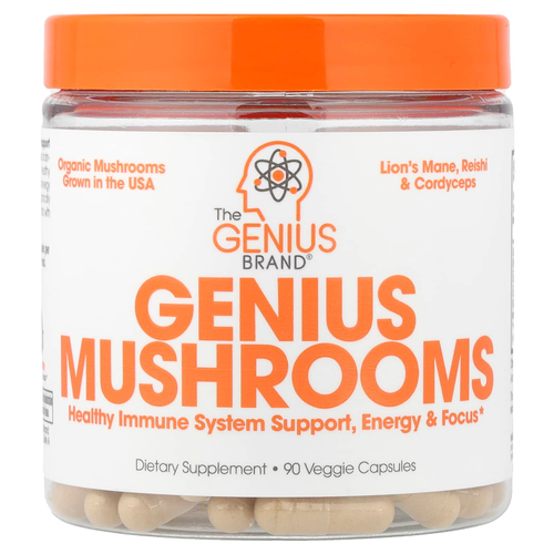 The Genius Brand, Genius Mushrooms, 90 растительных капсул