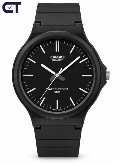 CASIO MW-240-1E CASIO Collection мужские наручные часы — крупный чёрный циферблат, лёгкий корпус и водостойкость 50 м
