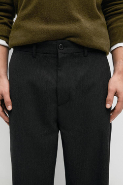 Massimo Dutti Брюки свободного кроя из 100% шерсти в елочку, антрацитово-серый